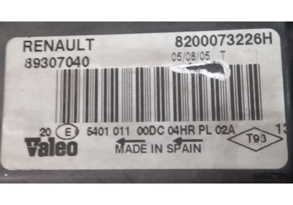 Фара передня права, ксенон, лінза Renault Megane II, 02-06, 8200073226 H, 89307040